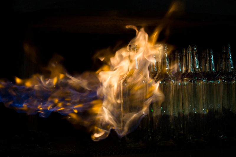 Bottles become reborn in fire.
